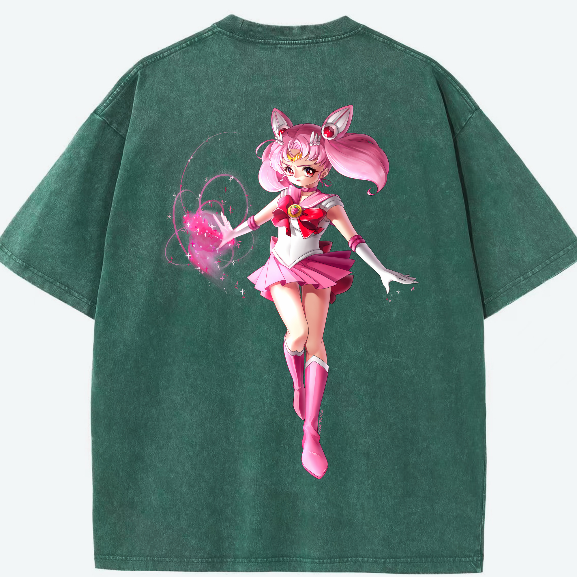 （画像用） 美少女戦士セーラームーン ちびうさ Sailor Moon Chibiusa Tsukino Usagi Small Lady Serenity 綿100% ヴィンテージ風 半袖Tシャツ（背面プリント）